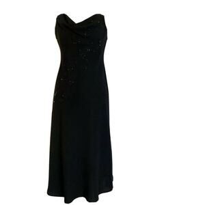 vintage  S.L Fashion Black sleeveless cowl neck Sheath Dress Sz 8p Made USA